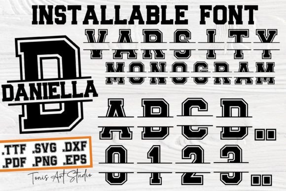 Varsity Monogram Font for Craft Projects